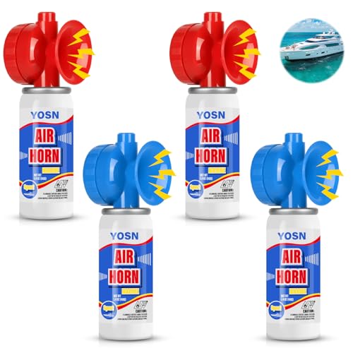 Marine Boat Air Horn 1.4oz, Loud Mini Handheld Air Horns for Safety, Mini Small Compressed Can Blow Fog Bear Horn, Emergency Use for Boating, Hiking, Camping, Sporting Events Outdoor Alarm (4PCS)