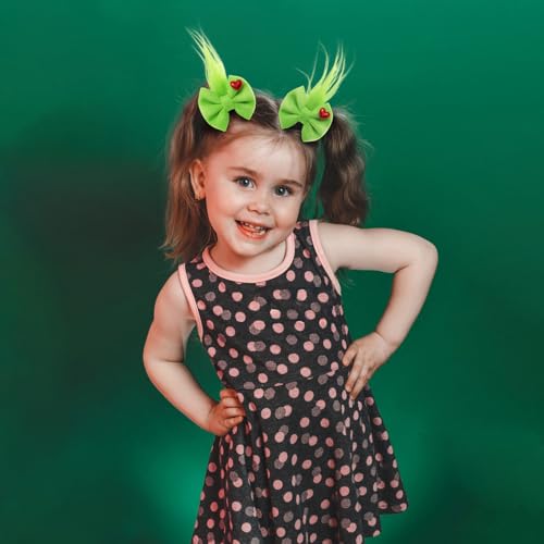 2PC Pinzas de Pelo Verde Largas Peludas 3 Pulgadas Decoraciones para Fiesta Accesorios de Pelo miniatura 6