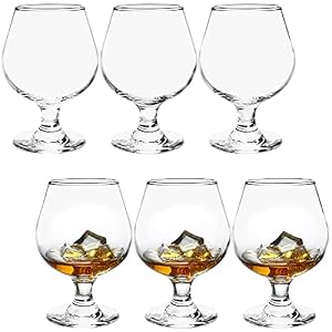 ZOOFOX 6 Pack 12 oz Snifter Whiskey Glasses, Brandy Glasses for Spirits, Clear Cognac Stemmed Glasses, Short Beer Tasting Glasses Drinking Cups, Great for Spirits Drinks