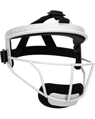 Dinictis Softball Face Mask, Lightweight, Comfortable, with Wide Field Vision, Durable and Safe Face Guards, Premium Protective Softball Fielder's Mask-White-Youth(M)