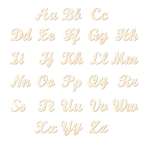 570 Pieces 2 Inch Unfinished Wooden Letters for Crafts Cursive Wood Letters ABCs with Sorting Trays