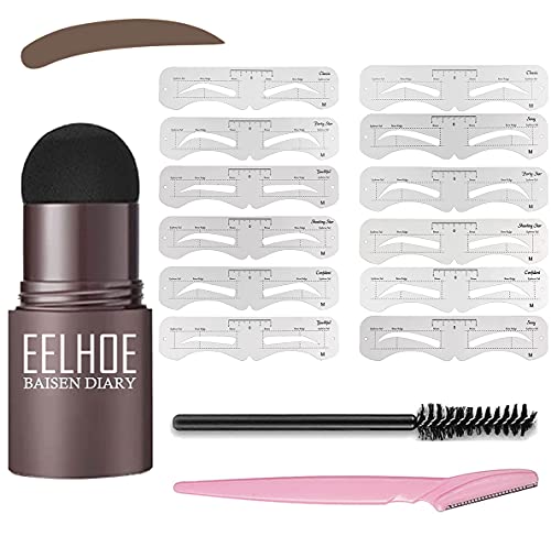 Double-end Winged Eyeliner Stamp Pen,Eyebrow Pencil with Eye Makeup Long Lasting Waterproof and Smudgeproof Natural Looking Brows 3 Style (Dark Brown)