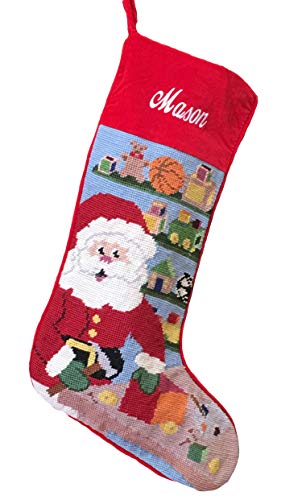 Needlepoint Christmas Stocking: Workshop Santa