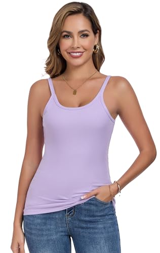 Womens Tank Tops Spaghetti Straps Scoop Neck Ribbed Slim Fitted Summer Workout Camisole Basic Layering Shirts3