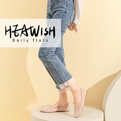 HEAWISH Women’s Black Flats Shoes Comfortable Suede Pointed Toe Slip On Casual Ballet Flats Dress Shoes Nude Flats(Nude, US9.5) by HEAWISH - Used condition - Image 4