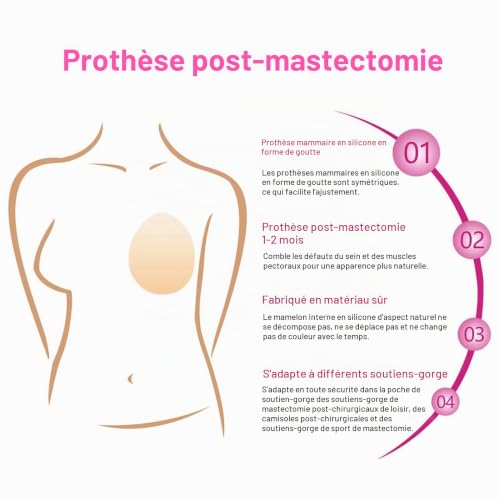 OBASDFD Prothèses Mammaires Auto-adhésives en Silicone Forme De Larme, Inserts Rehausseurs Soutien-Gorge for Mastectomie Et Travestis(400g/Piece) – vue 6