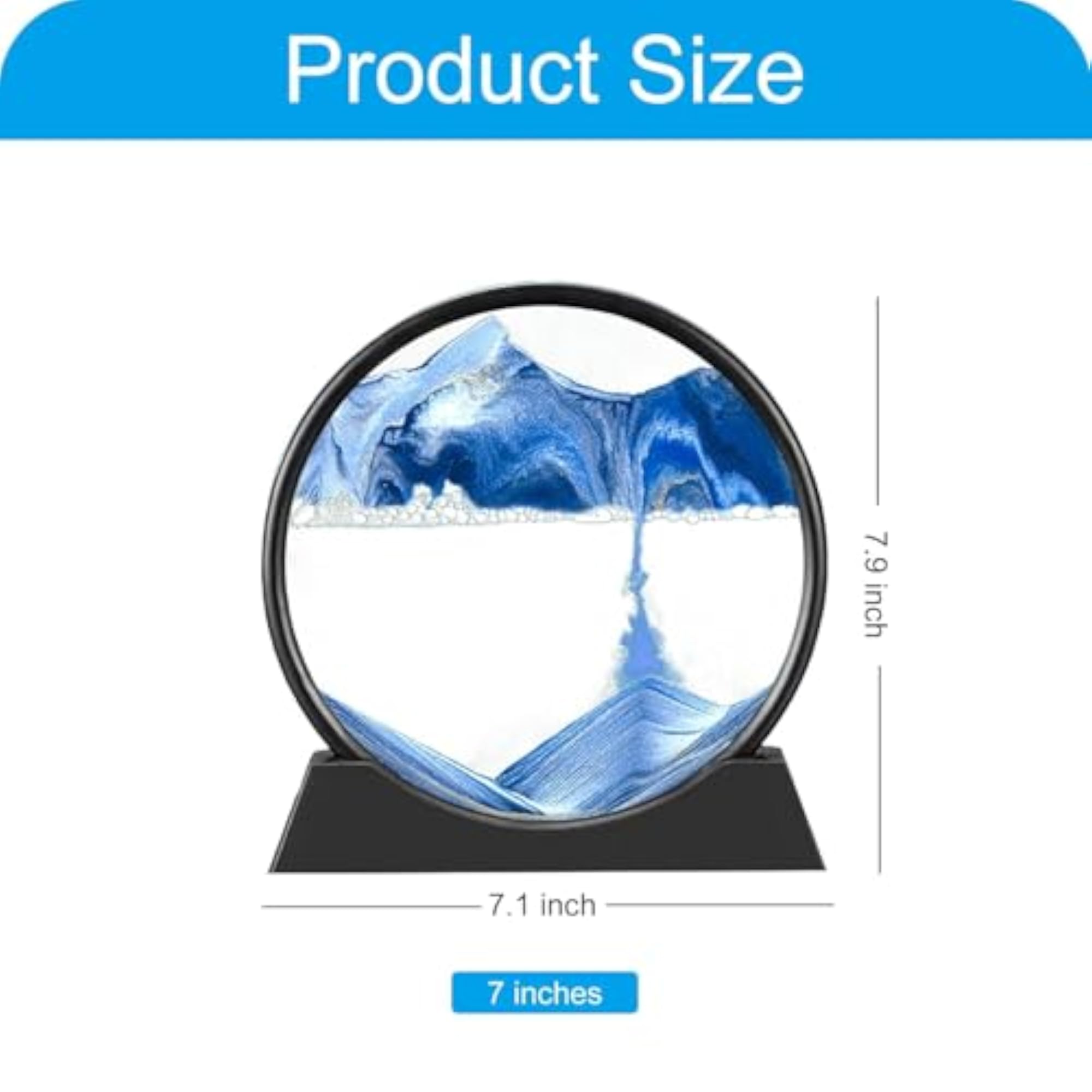 3D Dynamic Sand Art Liquid Motion Display, Round Glass Frame