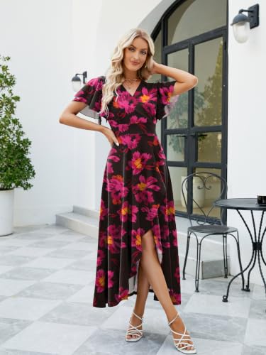Image of ZZV Formal Dresses for Women Gowns Evening V Neck Wedding Guest Dresses