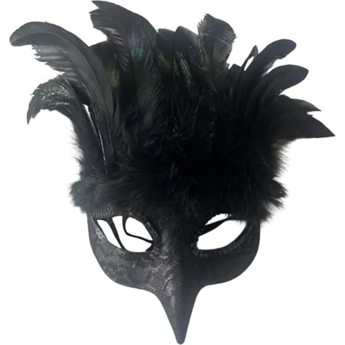 Muteitt Masque De Corbeau d'halloween, Masque D'oiseau en Plumes, Masques d'aigle, Corbeau, Cosplay, Masques De Mascarade pour Fête d'halloween De Mardi Gras, Accessoires De Cosplay