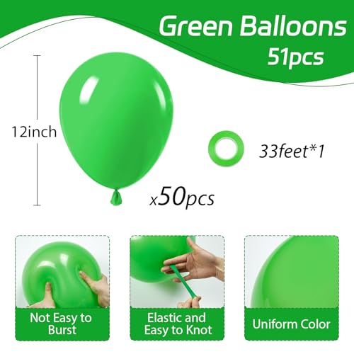 Image of Green Balloons 12 inch, Green Latex 50pcs Party Balloons | Birthday, Baby Shower Party Decorations
