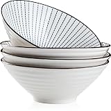 Qinlang 38 oz Japanese Ramen Bowls, Cereal Bowls, Soup Bowls, Pho Bowls, Noodle Bowls, Blue and Whit
