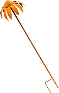 Aged Finish Iron Echinacea Coneflower Garden Stake Decorative Plant Scul...
