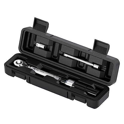 Aeroforce 1/4-Inch Drive Click Torque Wrench Set（4-20Lb.ft/5.4-27.2Nm) 72-Tooth Dual-Direction Reversible Torque Wrench With Extension Bar And 1/4Fx3/8M Adaptor #TOP1