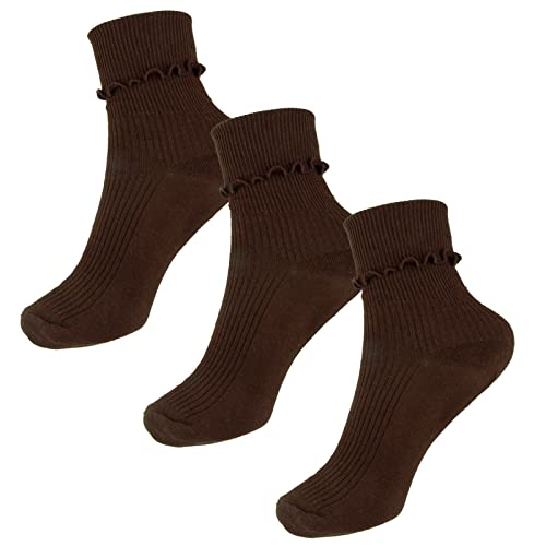 Women's Ruffle High Ankle Socks - Cute Lettuce Trim, Solid Color Casual2