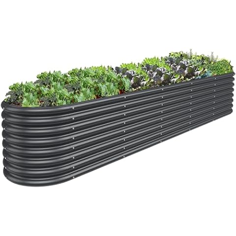 FRIZIONE 12FT(L)×2FT(W)×2FT(H) Raised Garden Bed Outdoor, 12 in 1 Adjustable Raised Garden Beds for Flower, Raised Planter Box Outdoor for Herb, Vegetable-Gray Cover