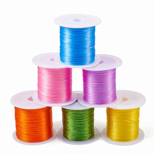 10 Yards Crystal Elastic String 0.7mm Mixed Color Flat Stretch Beading Cord for Small Seed Beads Bracelet Necklace Ring Jewelry Making