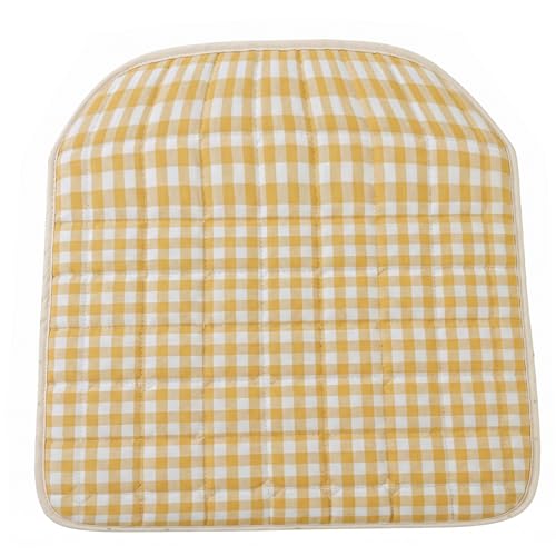 Coussins de chaise vichy avec cravates, siège en coton, lavable, antidérapant, jaune, 40 x 40 cm