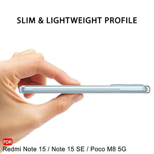Image of TheGiftKart Back Cover Soft Case for Mi Redmi Note 15 / Note 15 SE /Poco M8 5G | Best Camera Protection | Inbuilt Dust Plugs & Anti-Slip Grip | Ultra Clear Slim Cover Case (Silicone, Transparent)