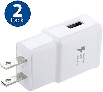 Samsung Adaptive Fast Charging USB Wall Charger Adapter Compatible with Galaxy S21 S20 S10 S6 S7 S8 S9 /Edge/Plus/Active, Note5 8, Note9, Note10, LG Quick Charge, Android Phone Travel Plug (2 Pack)