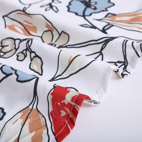 LONAVA Flower Queen Size 6 Pcs Sheet Set, Breathable Microfiber Deep Pocket White Fitted Sheets, Comfy & Breathable Patterned Flat Sheets,4 Gentle Soft Pillowcases, Red Bud by LONAVA - Used condition - Image 8