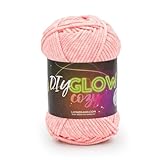 Lion Brand Yarn, DIY Glow Cozy, Glow in The Dark Yarn for Crocheting, Knitting & Crafts, Pink, 1 Pack