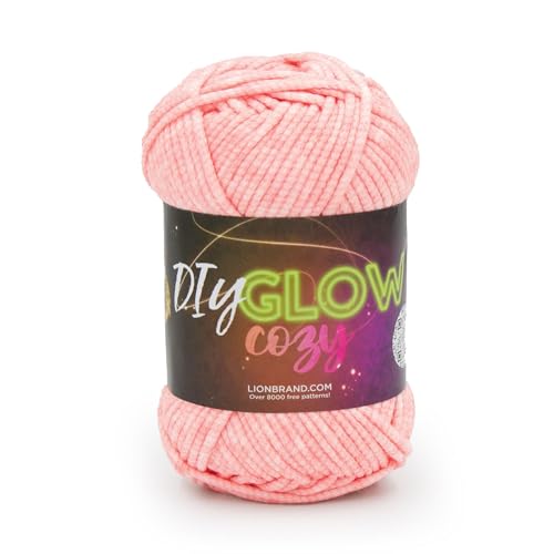 Lion Brand Yarn, DIY Glow Cozy, Glow in The Dark Yarn for Crocheting, Knitting & Crafts, Pink, 1 Pack by Lion Brand Yarn - Used condition - US$5.05