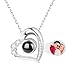 YATEDIY Personalisierte Kette mit Bild, Silber Personalisiert Projektions-Halskette mit Foto Anh&auml;nger Weihnachtsgeschenke f&uuml;r Familie Freunde Damen Mama Freundin (Liebe 1)