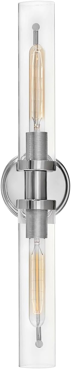 Hinkley Vaughn 51452CM Two Light Bath Vanity Fixture, Industrial Sleek, Mounts Vertically or Horizontally, Damp-Rated, Chrome