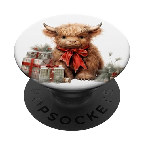 Scottish Highland Cow Christmas Decor For Highland Cow Mom PopSockets PopGrip Adesivo