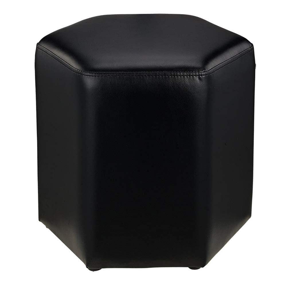 Tabouret en cuir PU noir et structure en bois massif