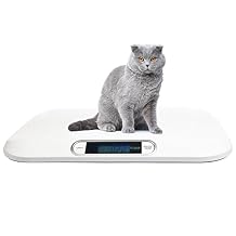 Digital Electronic Display Portable Dog Cat Scale, Weighs Pet Food, Up to 44 Pounds Capacity for Puppy, Small Animal, Kitten, Rabbit, Tortoise