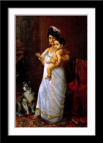 Image of Tallenge - There Comes Papa - Raja Ravi Varma - Indian Painting - Small Framed Poster(Paper,12 x 17 inches, MultiColour)