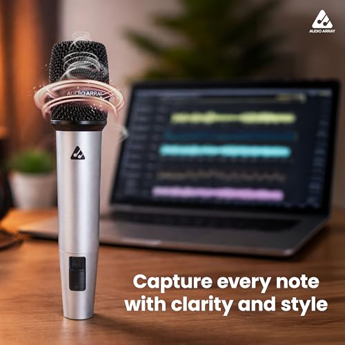 Image of Audio Array Premium Dynamic XLR to TRS Microphone | 24Bit /48kHz | Cardioid Pattern | Metal Body & 14mm Diaphragm 3M Cable | for Podcast, Streaming, Studio Recording & Gaming | AM-C51