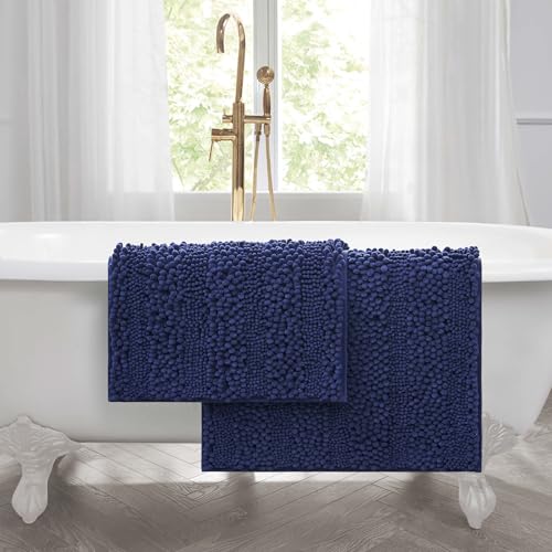 Tapis de bain indigo Laura Ashley Astor en polyester chenille