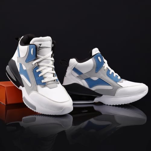 Image of Zixer High Top Sneakers for Men | Stylish Casual Basketball Inspired Shoes for Men | Lace-Up Ankle Length Fashion Sneakers | Lightweight Comfortable Walking Shoes for Men