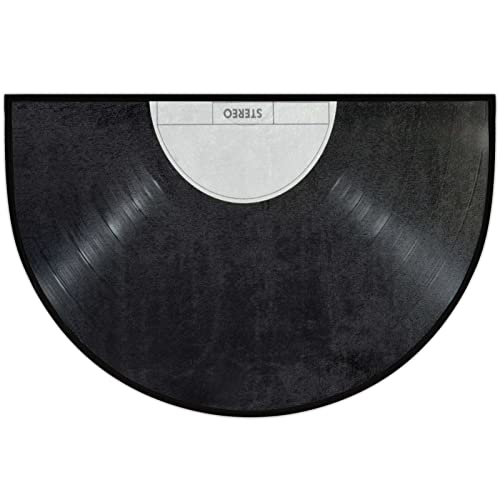 Apular Half Round Door Mat Vinyl Records Pattern Music Records Indoor Outdoor Entrance,For Outside Entry 30X18 In Wear Resistant Semi Circle Floor Mats Area Rugs For Kitchen #TOP1