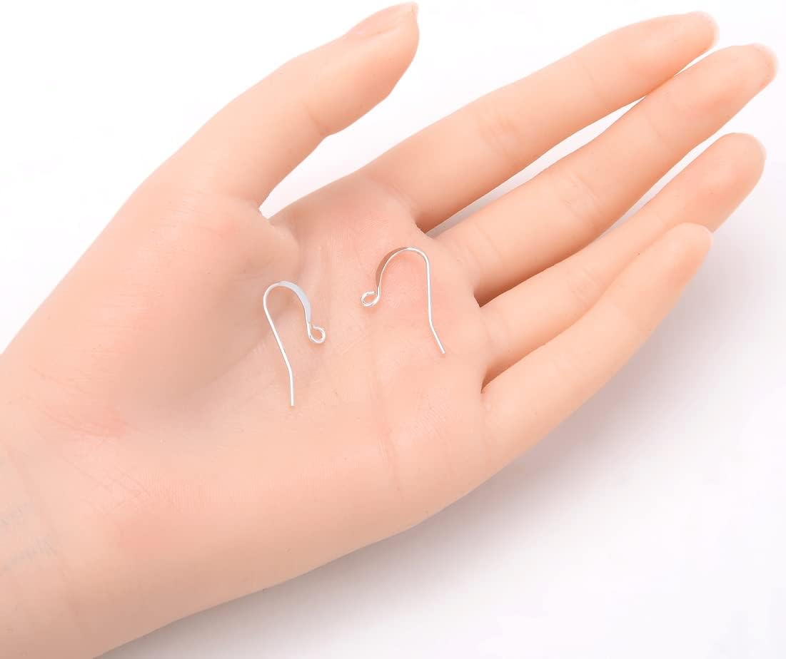 Adabele 100pcs Hypoallergenic Strong Fish Earring Hooks Sterling Silver Plated Ear Wire Connector (0.8mm/20 Gauge) for DIY Craft Earrings Jewelry Making CF244-1 - Image 4