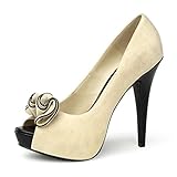  Higher-Heels PleaserUSA Pinup Couture Plateaus Lolita-10 Suede beige Gr. 40