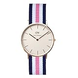 Auswechselbares Uhrenarmband Daniel Wellington Classic Southampton, Blau-rosa-weiß/Roségold Uhr, 36mm, NATO, für Damen und Herren
