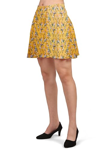 Image of Mehrang Girl's /Women's Classic Stretchy All Time Trendy Skater Skirt with Attached Inner Shorts and Flared Inskirt