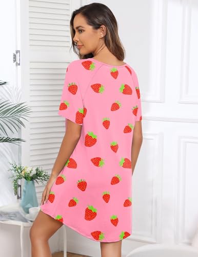 Image of Ekouaer Sleep Shirts for Women Short Sleeve Night Shirts for Sleeping Pullover Nightgown Soft Nightdress S-XXXL
