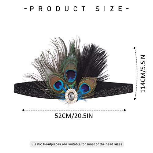 Gortin Feather Headband 1920'S Peacock Feather Flapper Headband Great Gatsby Hair Accessories Art Deco Headpiece Roaring 20S Headband Party Halloween Prom Headear For Women And Girls #TOP2