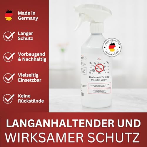 BIOFORMEL LTK-008 Insektenspray für fliegende & kriechende Insekten bekämpfen - Insektenmittel - Anti-Insekten-Spray mit Sofortwirkung - Insektenschutz Spray mit Langzeitschutz (500 ml)