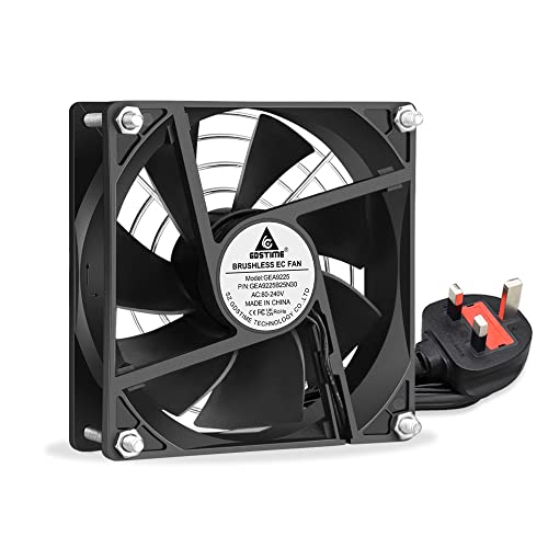 GDSTIME 92mm Fan 240V AC EC 220V 230V Computer Server Box Fan 92mm x 25mm Dual Ball 2400 RPM 53.6 CFM Axial Case Fans for Chassis Server Cabinet Replacement