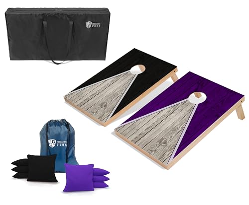 Tailgating Pros Pyramid Tailgating Cornhole Board Set w/Ring Lights: 3'x2' Set Includes LED Rings, Carrying Cases, & Set of 8 Corn Filled Bags