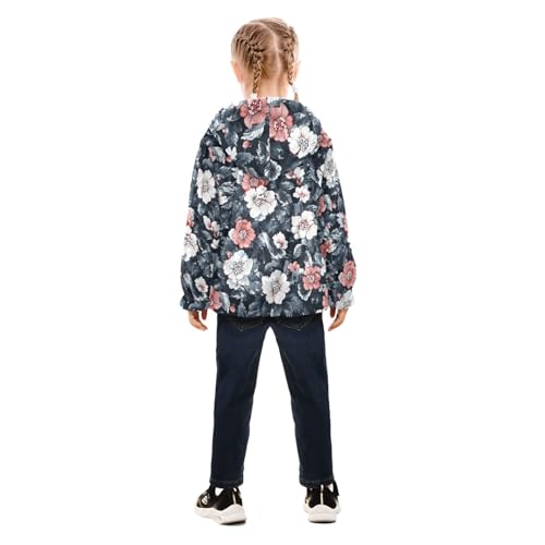 Rendering Flower Vintage Girls Fleece Jacket Girls Fall Jacket Girl Coats Zip Up Hoodie Children Sherpa Warm Outerwear 2-10T4