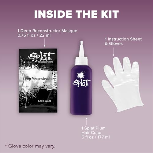 Splat | Midnight Complete Kit | Hair Dye | Semi-Permanent | Long Lasting | Vegan and Cruelty-Free (Midnight Plum)