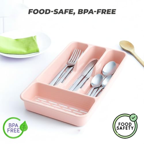 Ketayle Small Tier Cutlery Tray Classic Pink - BPA-Free Plastic, Food Safe, Non-Slip Base, Perfect for Drawer Organization, 33x17.5x4.3 cm, Durable and Easy to Clean - Image 5