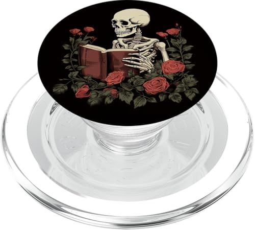 Funny Skeleton Reading Book The Reader Pastel Goth Bookworm PopSockets PopGrip for MagSafe