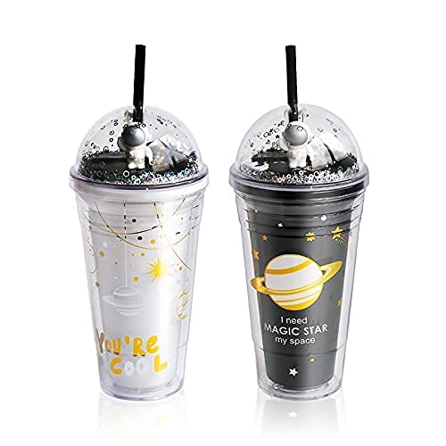 PITOXY Space Galaxy Planet Astronaut Sipper, Sipper Bottle with